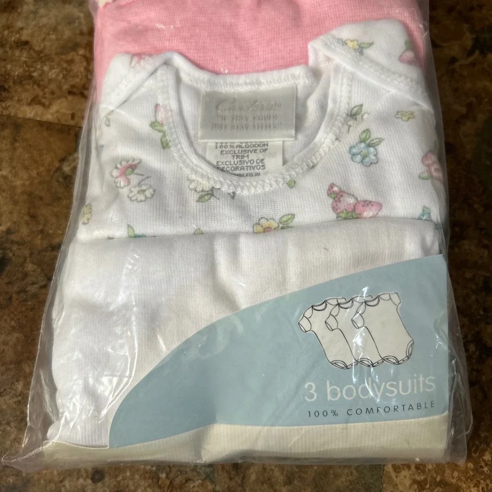 Vintage Carter's 3 Piece Bodysuits Baby Girl's Size XL 9-12 Months